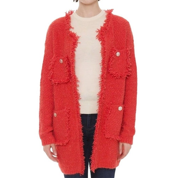 JANICE Apparel Tweed Four Pocket Coral Cardigan O/S - Picture 2 of 10